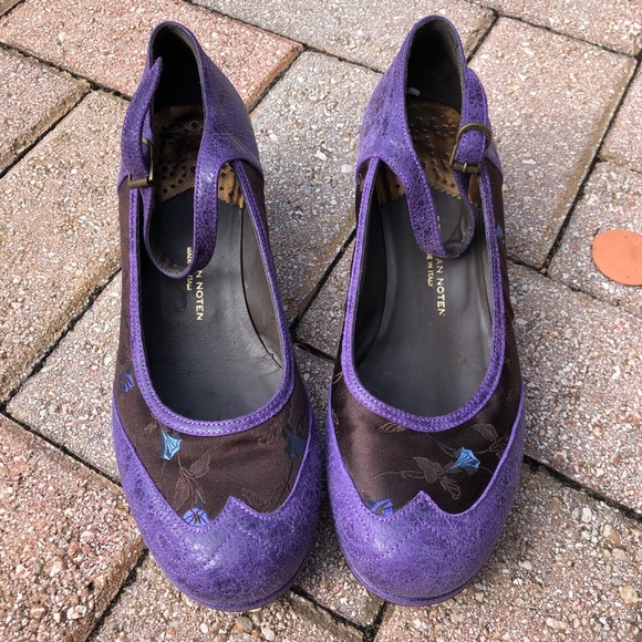 Dries Van Noten satin inset leather maryjanes 38